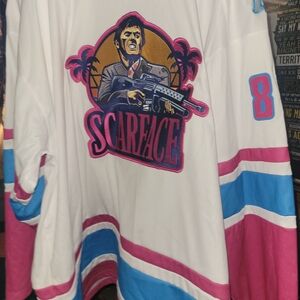 GEEKY JERSEYS Scarface Graphic Men's Jersey - White, Pink, Blue